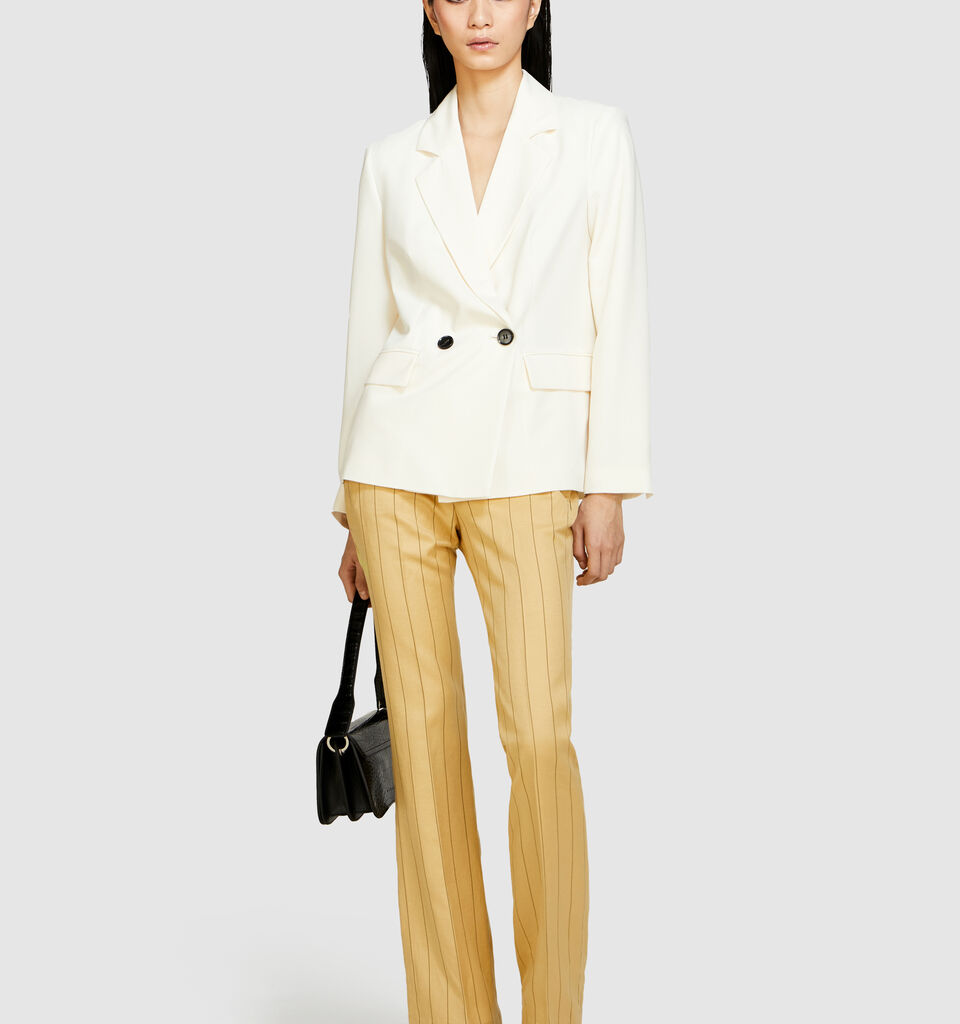 Double-breasted slim fit blazer - women's blazers - Creamy White | Sisley image number 1